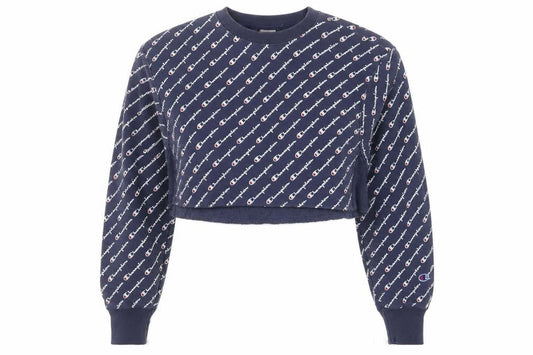 Champion Women's Blue Small Cropped Crew Neck Pullover Sweatshirt