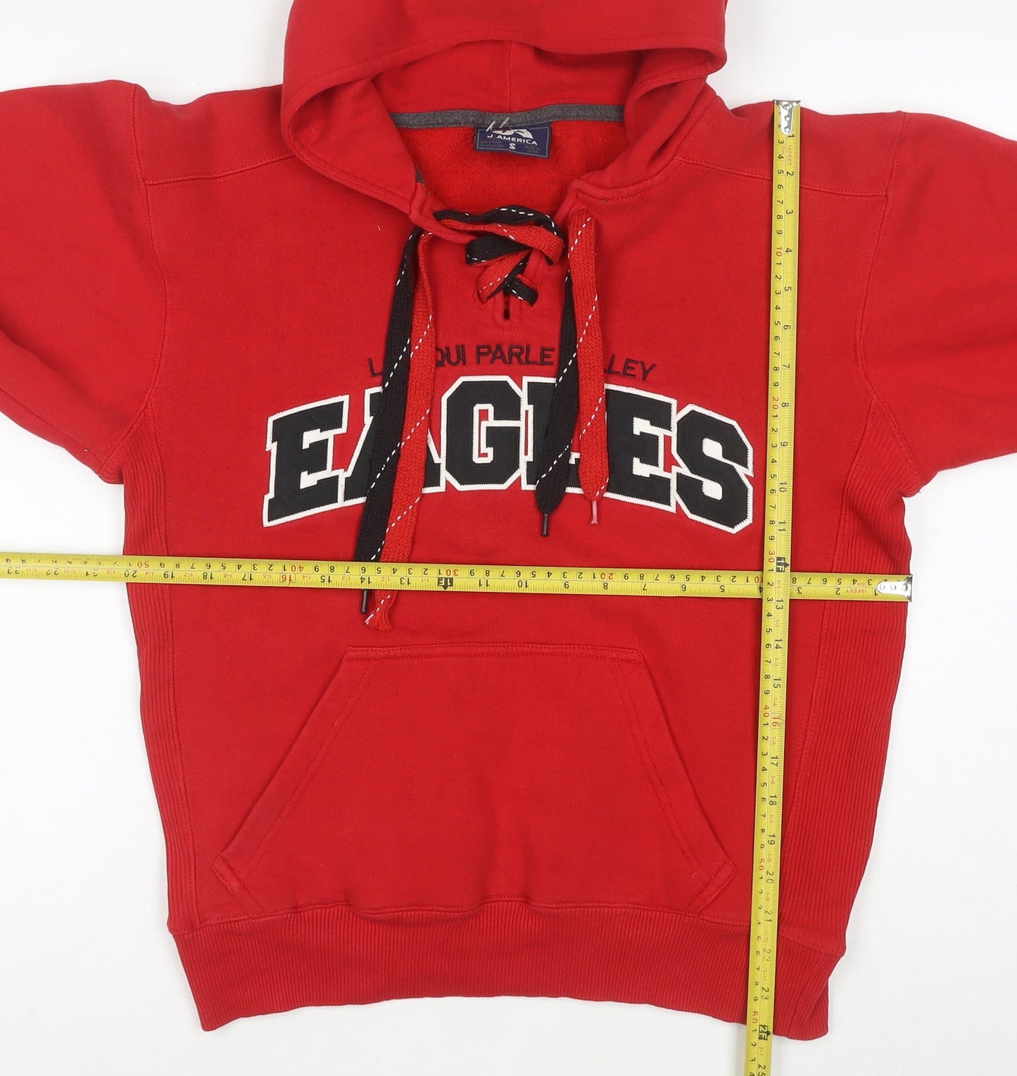 J America Mens Red Small Pullover Hoodie Eagles Logo Cotton Blend