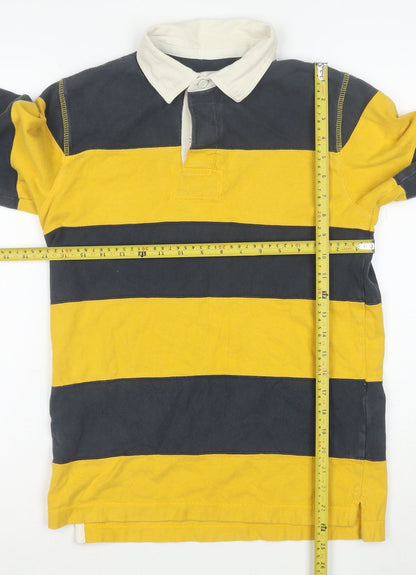 Urban Pipeline Men's Multicoloured Striped Rugby Polo Shirt L Long Sleeve