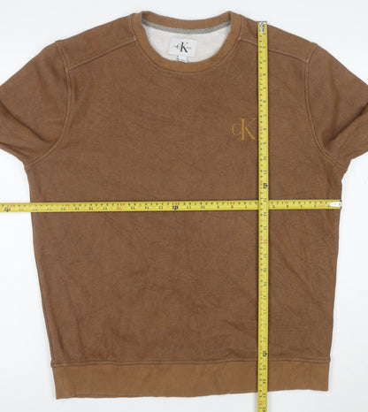 Calvin Klein Jeans Men's Brown Embroidered Logo Sweatshirt L