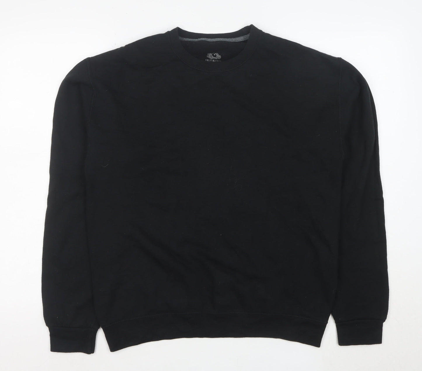 Fruit of the Loom Men's Black M Crew Neck Pullover Fleece Sweatshirt