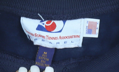 USTA Men's Blue Pullover Sweatshirt M Crew Neck Fleece Vintage