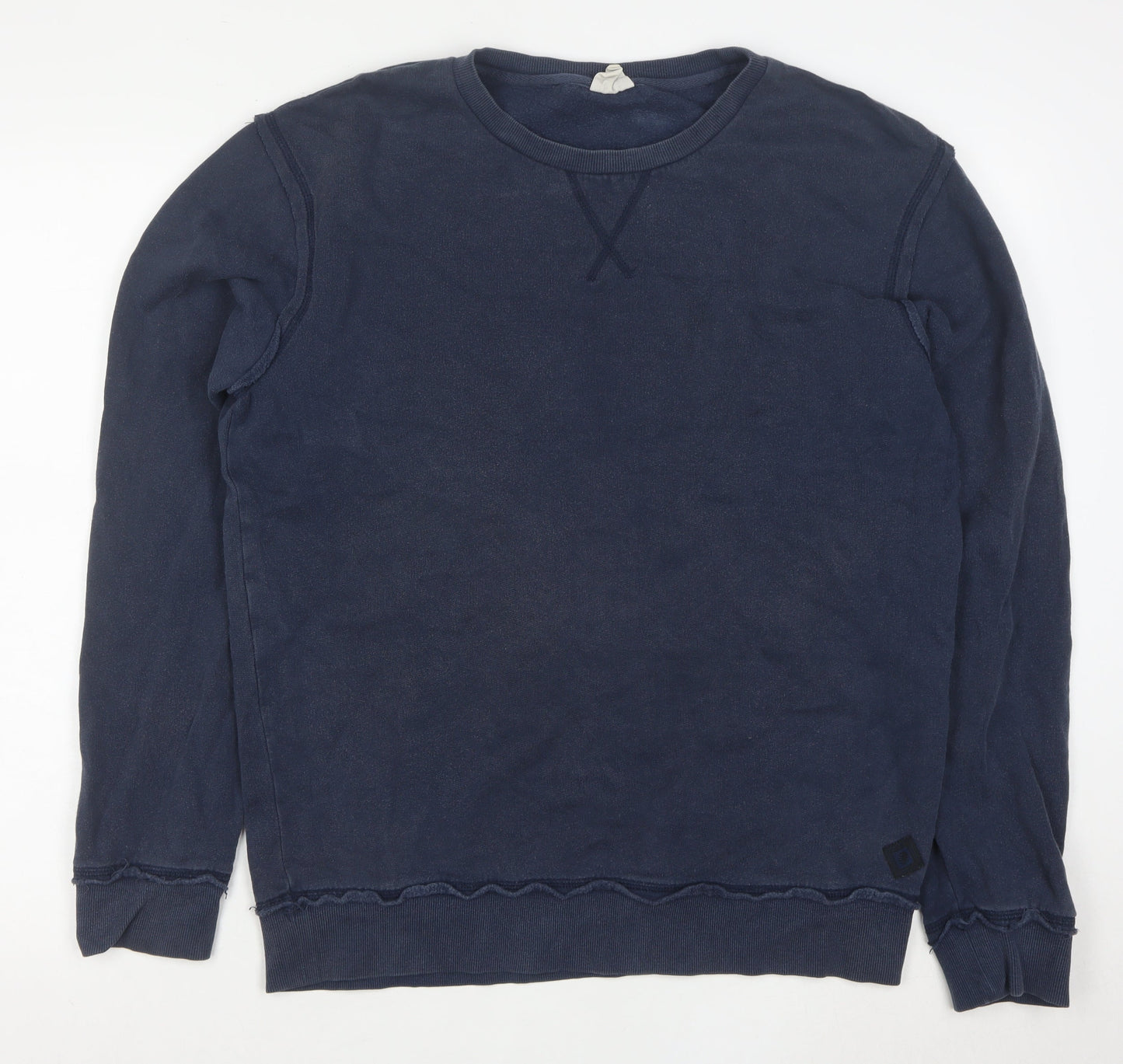 Markham Men's Blue Cotton Crew Neck Pullover Sweatshirt L