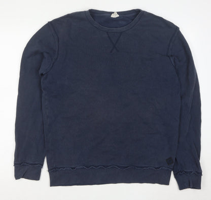 Markham Men's Blue Cotton Crew Neck Pullover Sweatshirt L