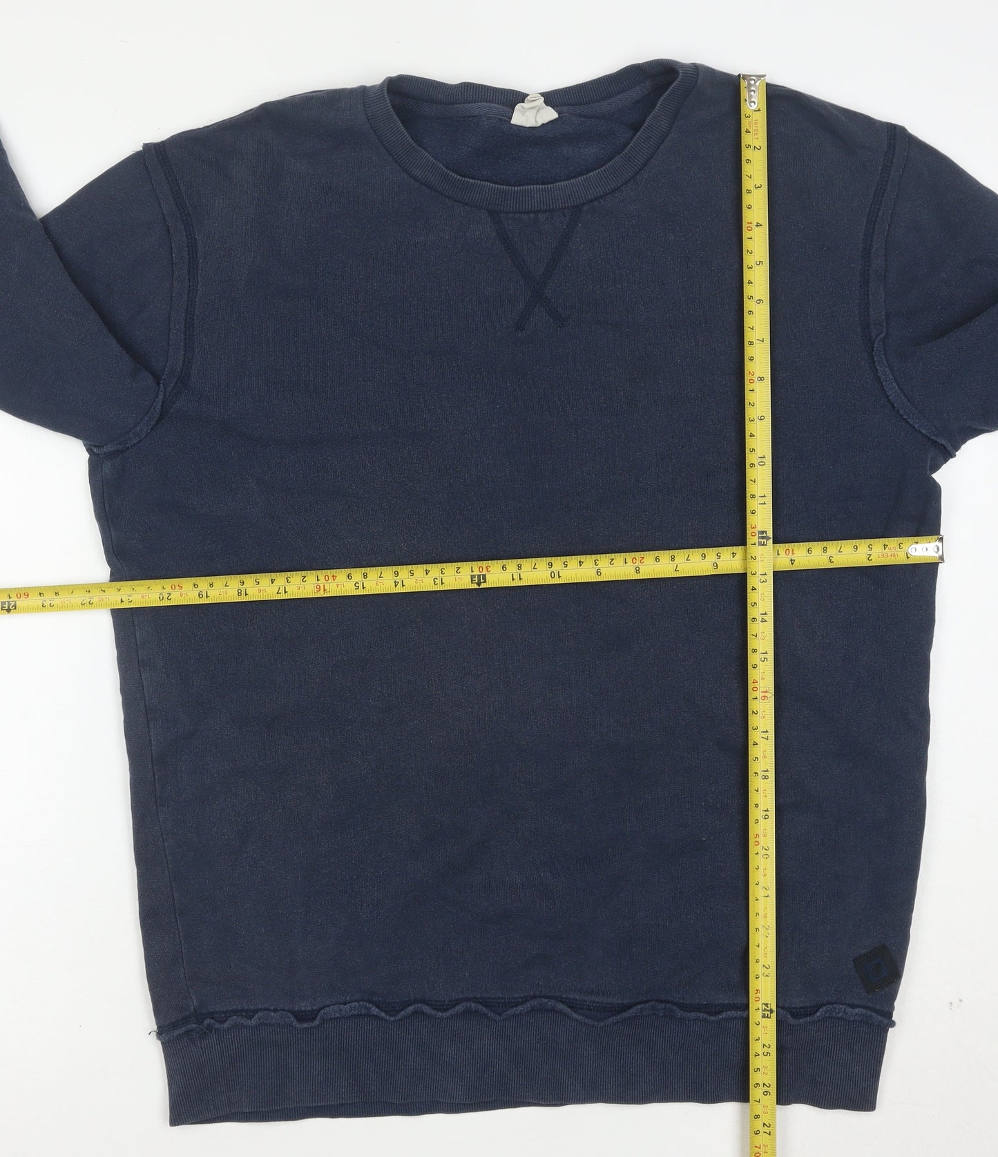Markham Men's Blue Cotton Crew Neck Pullover Sweatshirt L