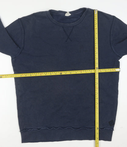 Markham Men's Blue Cotton Crew Neck Pullover Sweatshirt L