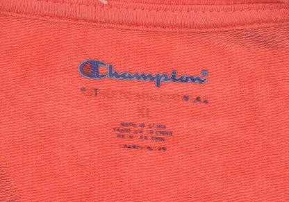 Champion Womens Red Crew Neck Pullover Sweatshirt Size L