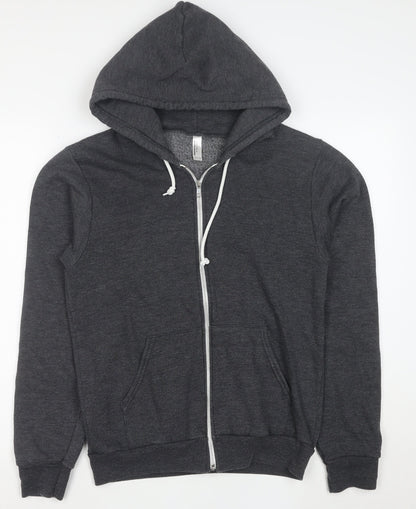 American Apparel Womens Dark Grey Full Zip Hoodie Size S Cotton Blend Graphic