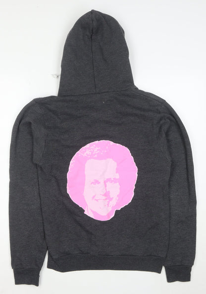 American Apparel Womens Dark Grey Full Zip Hoodie Size S Cotton Blend Graphic