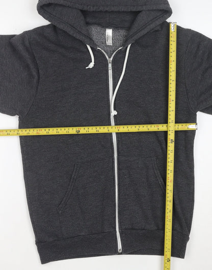 American Apparel Womens Dark Grey Full Zip Hoodie Size S Cotton Blend Graphic