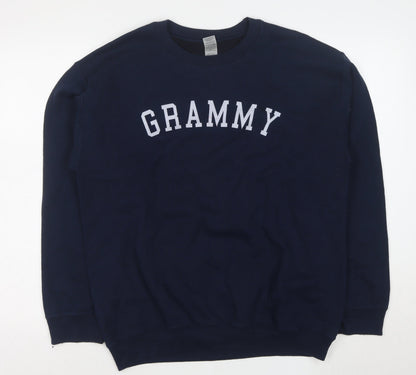 Gildan Men's Blue Heavy Blend Crew Neck Logo Sweatshirt M