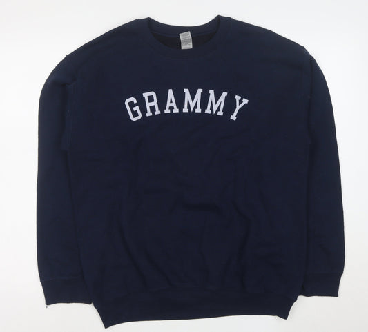 Gildan Men's Blue Heavy Blend Crew Neck Logo Sweatshirt M