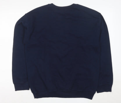 Gildan Men's Blue Heavy Blend Crew Neck Logo Sweatshirt M
