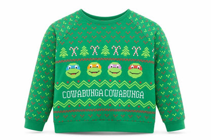 Nickelodeon Boys Green Teenage Mutant Ninja Turtles Christmas Sweatshirt XL 15-17 Years