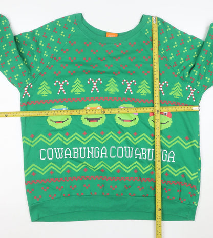 Nickelodeon Boys Green Teenage Mutant Ninja Turtles Christmas Sweatshirt XL 15-17 Years