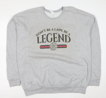 Tultex Unisex Grey XL Crew Neck Graphic Print Sweatshirt