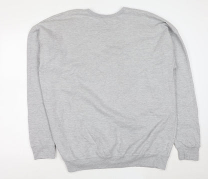 Tultex Unisex Grey XL Crew Neck Graphic Print Sweatshirt