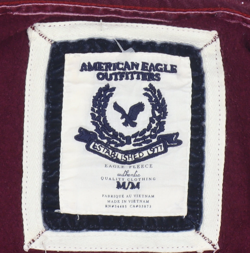 American Eagle Men's Purple Full Zip Hooded Sweatshirt Size M