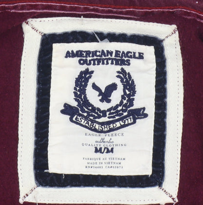 American Eagle Men's Purple Full Zip Hooded Sweatshirt Size M