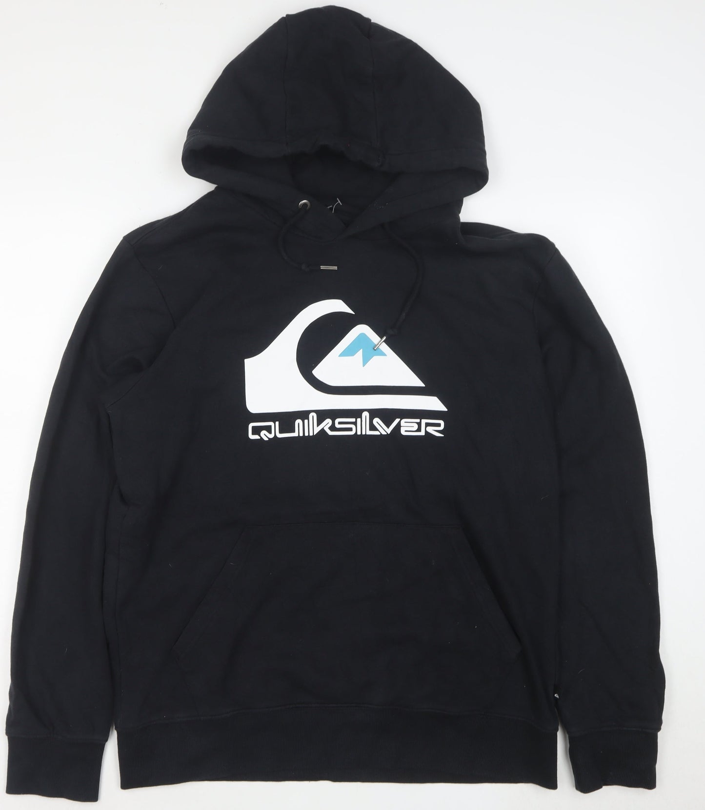 Quiksilver Mens Black M Pullover Hoodie Logo Fleece Sweatshirt