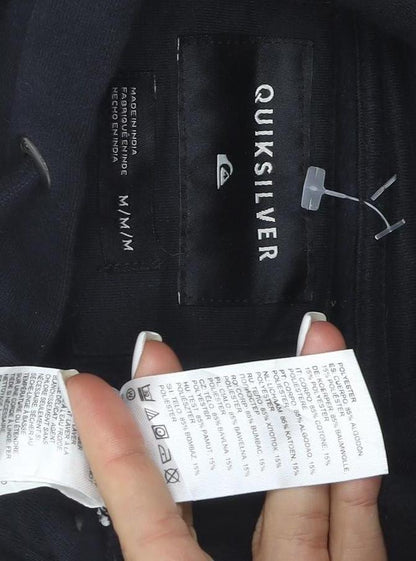 Quiksilver Mens Black M Pullover Hoodie Logo Fleece Sweatshirt
