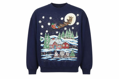 Hanes Men’s Blue Christmas Graphic Pullover Sweatshirt L