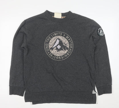 SWIB Men's Grey Crew Neck Graphic Sweatshirt M Outdoor Style