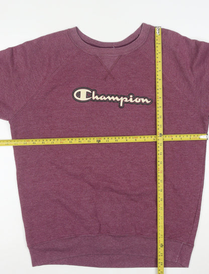 Champion Mens Purple Crew Neck Logo Sweatshirt Size L Regular Fit