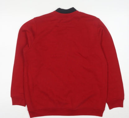 Northern Reflections Women Red Floral Embroidered Pullover Sweatshirt M