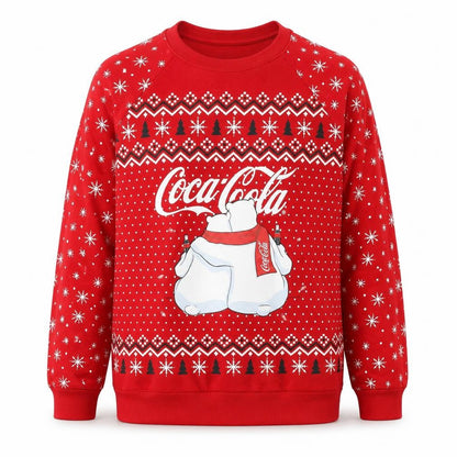 Coca-Cola Mens Red L Christmas Polar Bear Pullover Sweatshirt