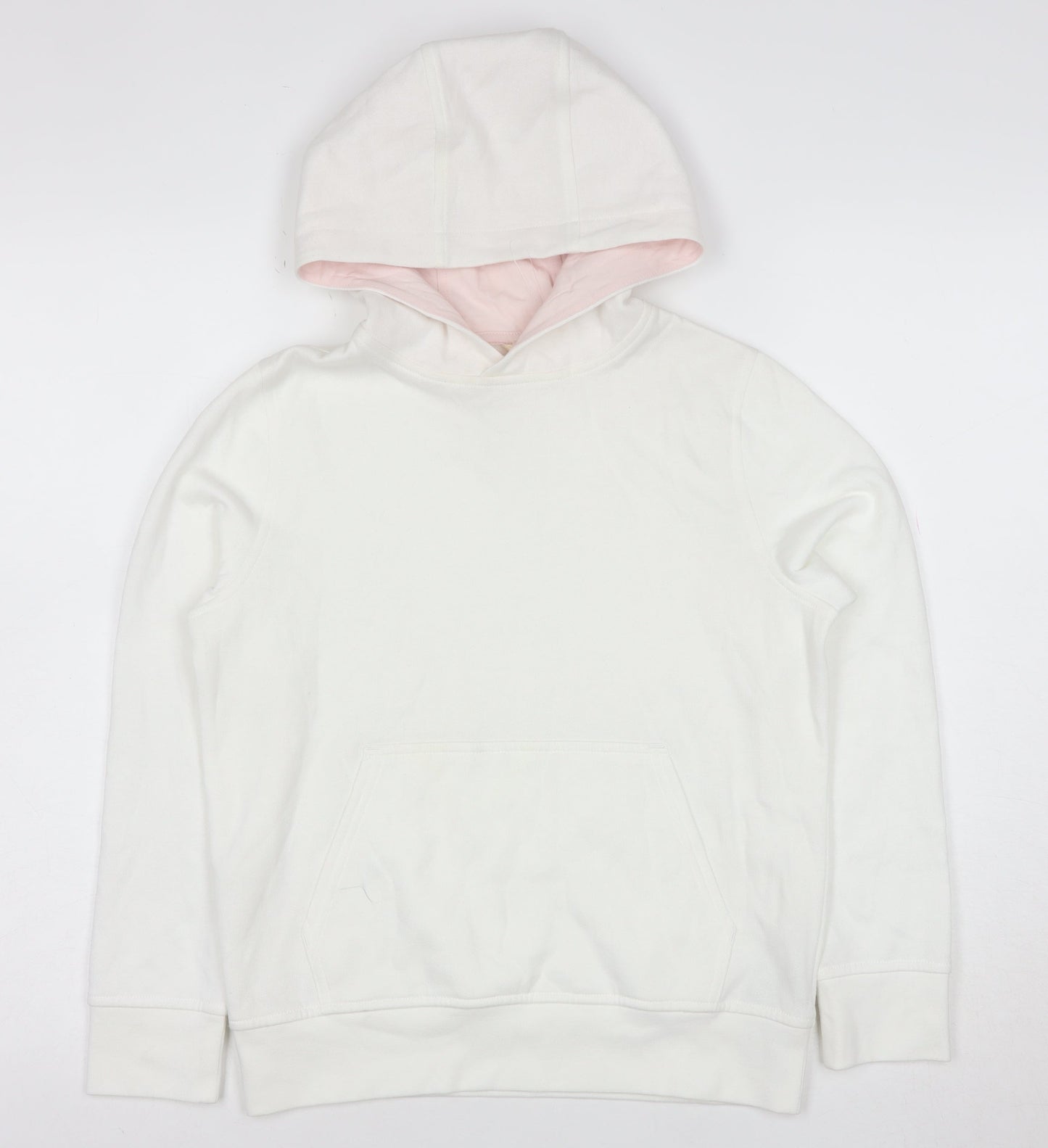 Berghaus Womens White Pink Pullover Hoodie Size 10 Cotton Blend