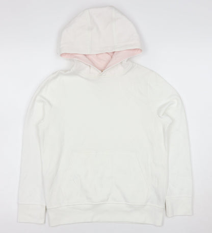 Berghaus Womens White Pink Pullover Hoodie Size 10 Cotton Blend