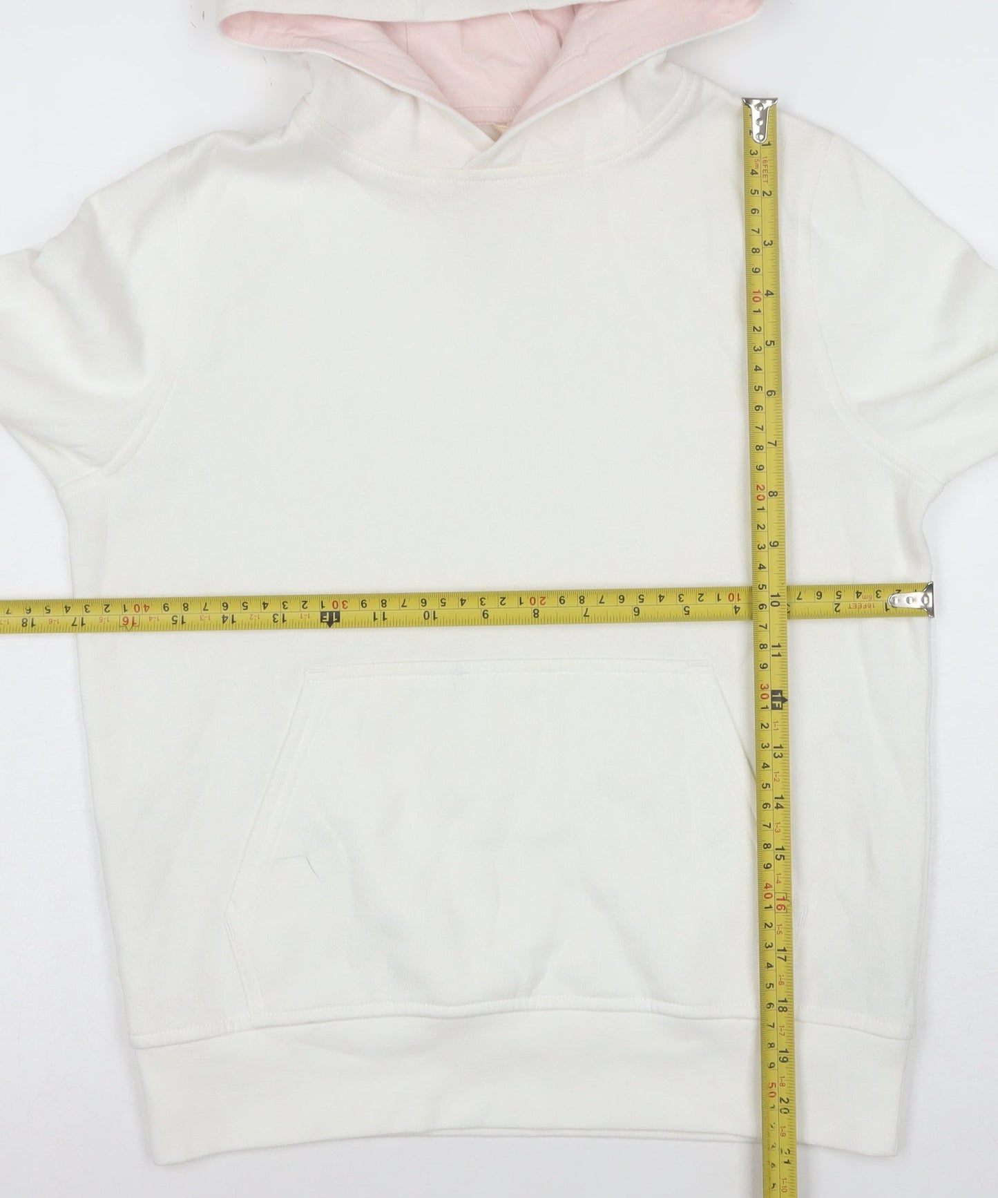 Berghaus Womens White Pink Pullover Hoodie Size 10 Cotton Blend
