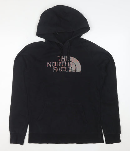 The North Face Women's Black Pullover Hoodie Size M Logo Print Cotton Blend