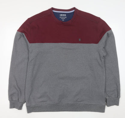 IZOD Men’s Grey Burgundy Colour Block Stretch Sweatshirt XL
