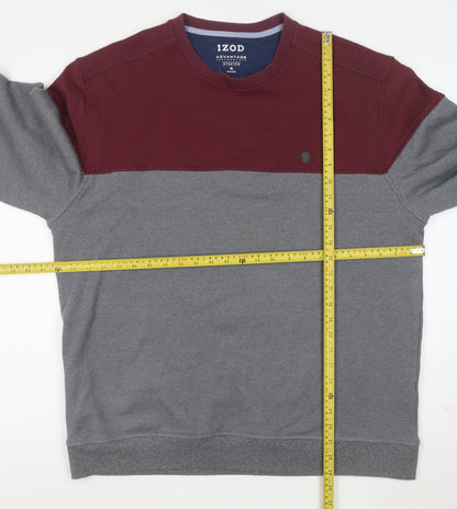 IZOD Men’s Grey Burgundy Colour Block Stretch Sweatshirt XL