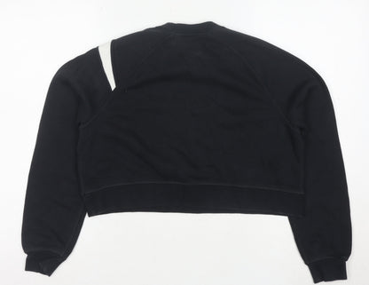 Nike Womens Black Swoosh Cropped Crew Neck Sweatshirt Size S