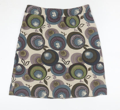 White Stuff Womens Multicoloured Floral A-Line Knee Length Cotton Skirt Size 8
