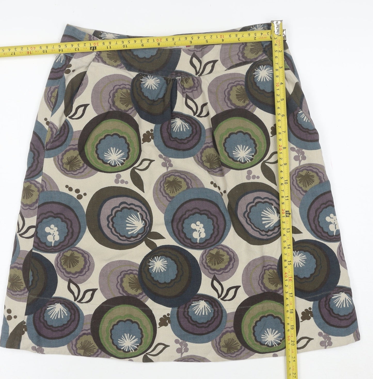 White Stuff Womens Multicoloured Floral A-Line Knee Length Cotton Skirt Size 8