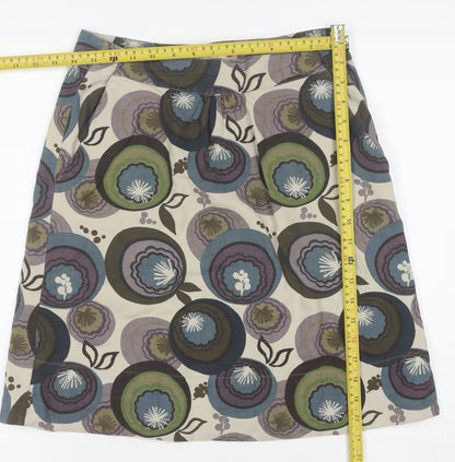 White Stuff Womens Multicoloured Floral A-Line Knee Length Cotton Skirt Size 8