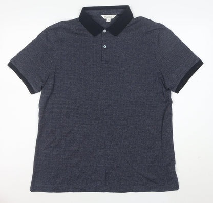 Marks and Spencer Autograph Men's Blue Geometric Polo Shirt XL