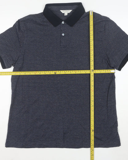 Marks and Spencer Autograph Men's Blue Geometric Polo Shirt XL