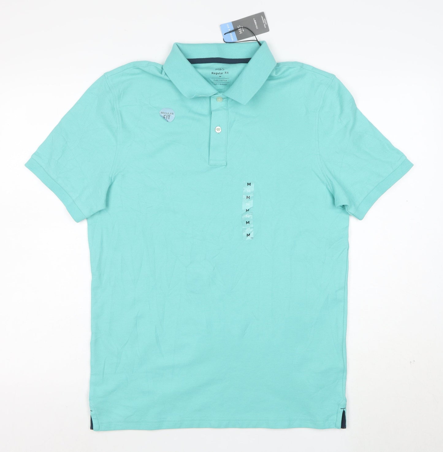 Marks and Spencer Men's Blue Regular Fit Cotton Polo M