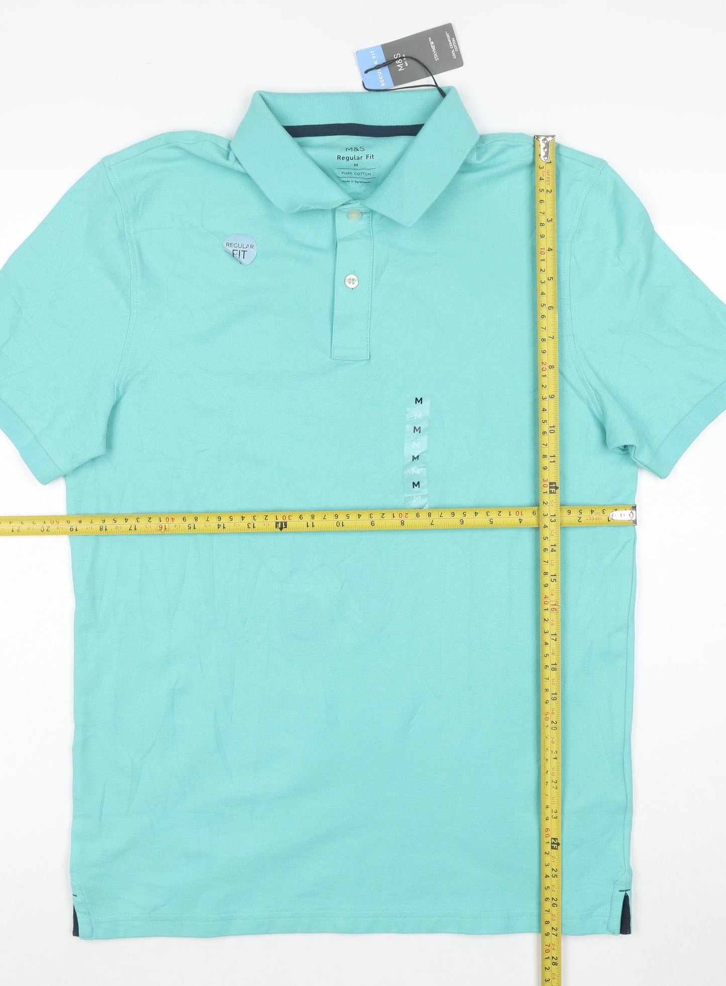 Marks and Spencer Men's Blue Regular Fit Cotton Polo M