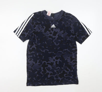 adidas Boys Blue Camouflage Short Sleeve Sports T-Shirt 13-14 Years