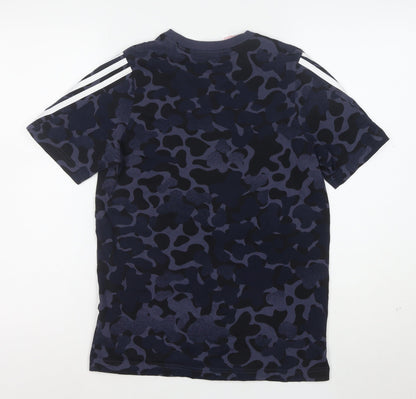 adidas Boys Blue Camouflage Short Sleeve Sports T-Shirt 13-14 Years