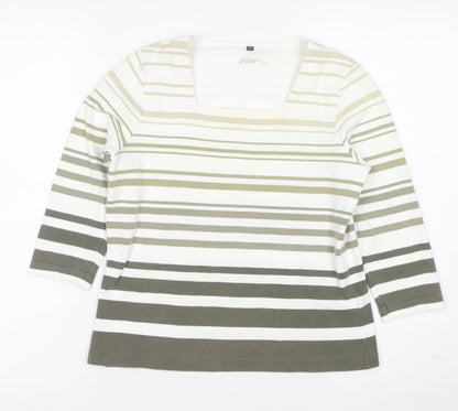 Dash Women’s Multicoloured Striped 3/4 Sleeve Cotton Stretch T-Shirt Size 12