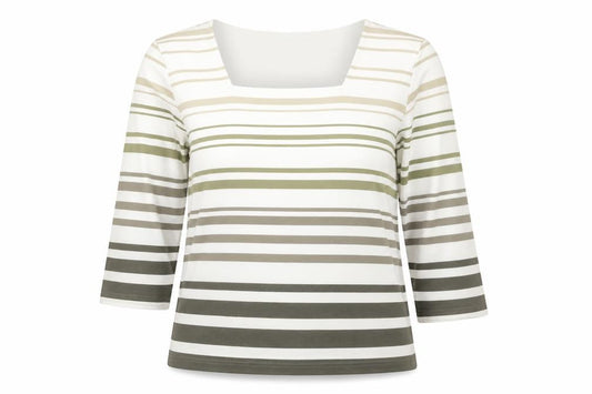 Dash Women’s Multicoloured Striped 3/4 Sleeve Cotton Stretch T-Shirt Size 12