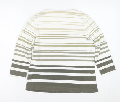 Dash Women’s Multicoloured Striped 3/4 Sleeve Cotton Stretch T-Shirt Size 12