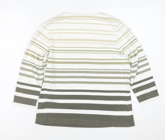 Dash Women’s Multicoloured Striped 3/4 Sleeve Cotton Stretch T-Shirt Size 12